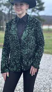 Load image into Gallery viewer, All Over Sequin Blazer ~ Emerald