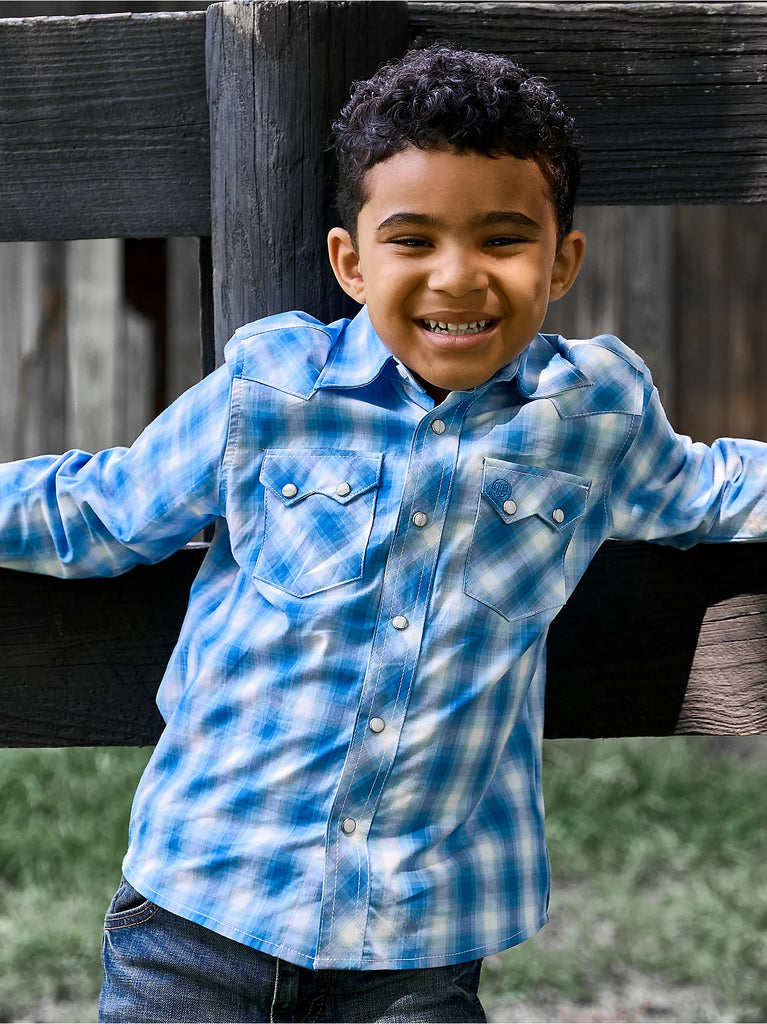 Boy's Retro Wrangler Plaid ~ Blue