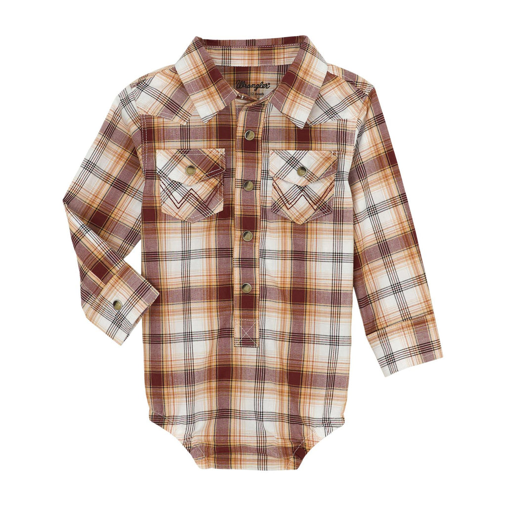 Wrangler Baby Bodysuit ~ Maroon Plaid