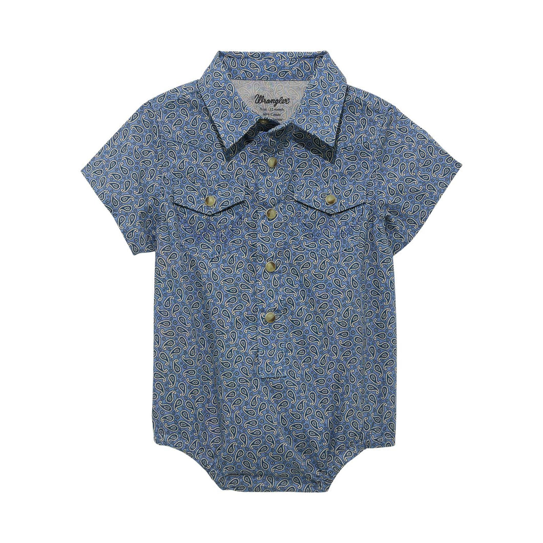 Wrangler Baby Boy Onesie ~ Blue Paisley