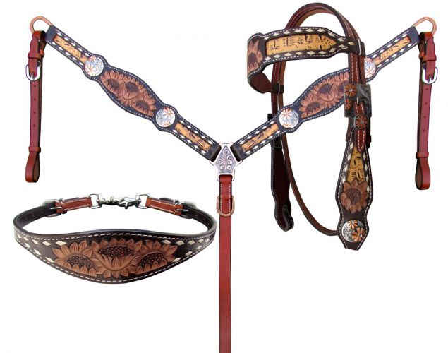 Headstall Set ~ Tooled Sunflower