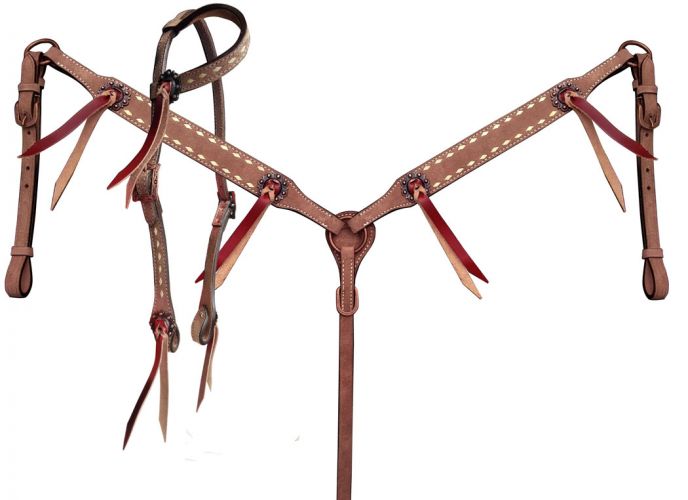 Roughout & Buckstich Headstall & Breast Collar ~ Black - Henderson's Western Store