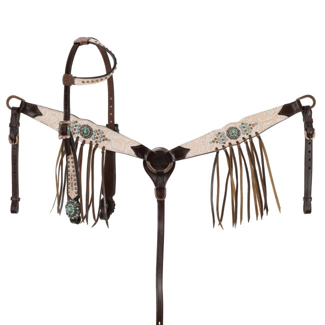 Blushed Rose One Ear Headstall and Breastcollar Set