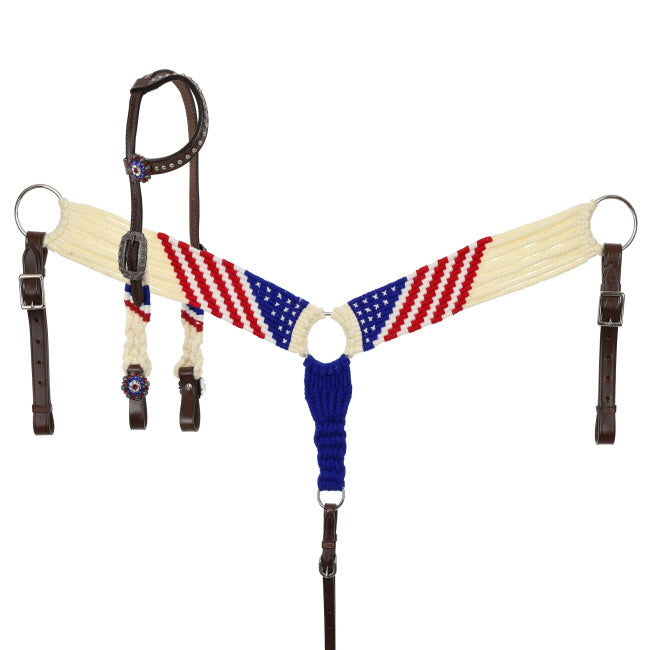 Patriot Mohair One Ear Headstall and Breastcollar Set