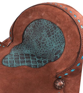 Load image into Gallery viewer, Roughout W/Buckstitch Barrel Saddle ~ Turquoise