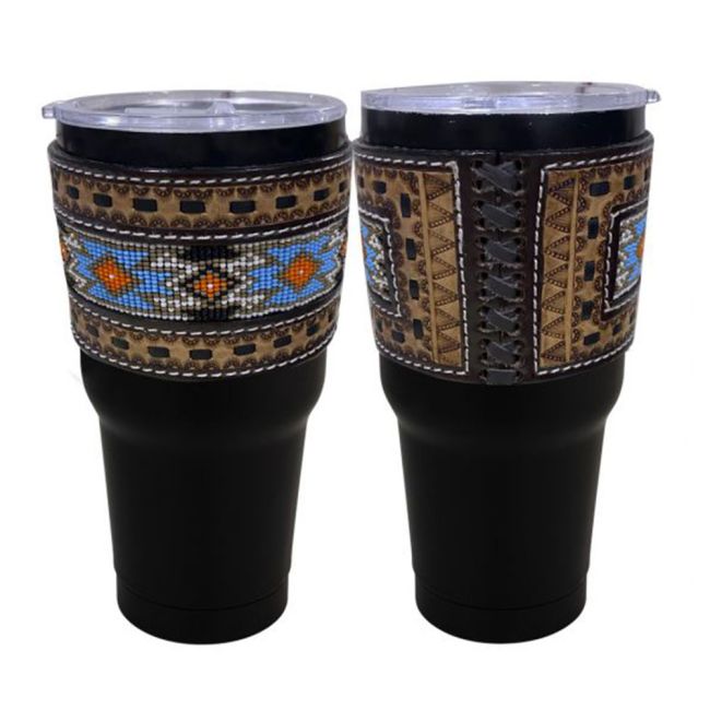 30 oz Tumbler ~ Teal Beaded