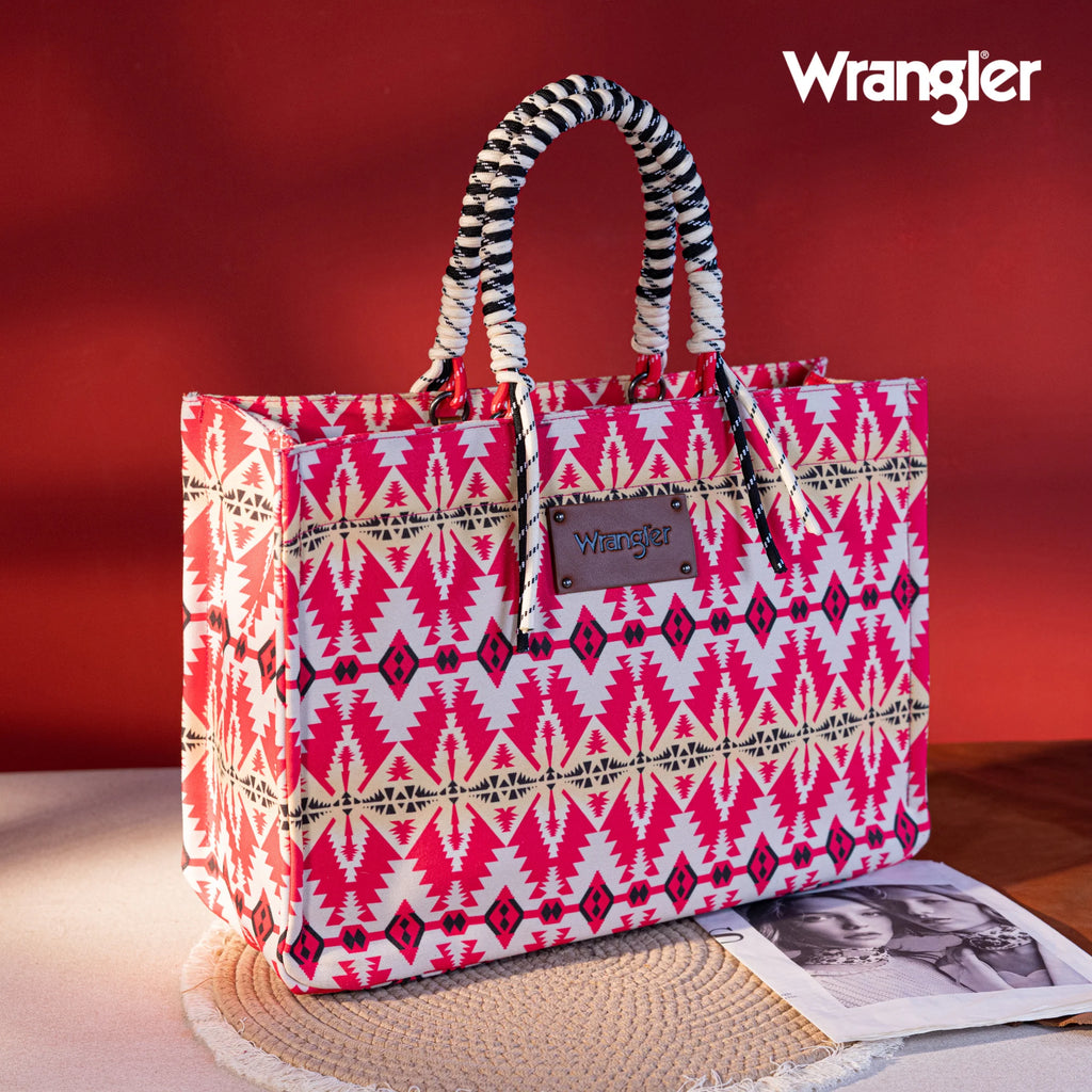 Wrangler Oversize Tote ~ Southwest ~ Hot Pink - Henderson's Western Store