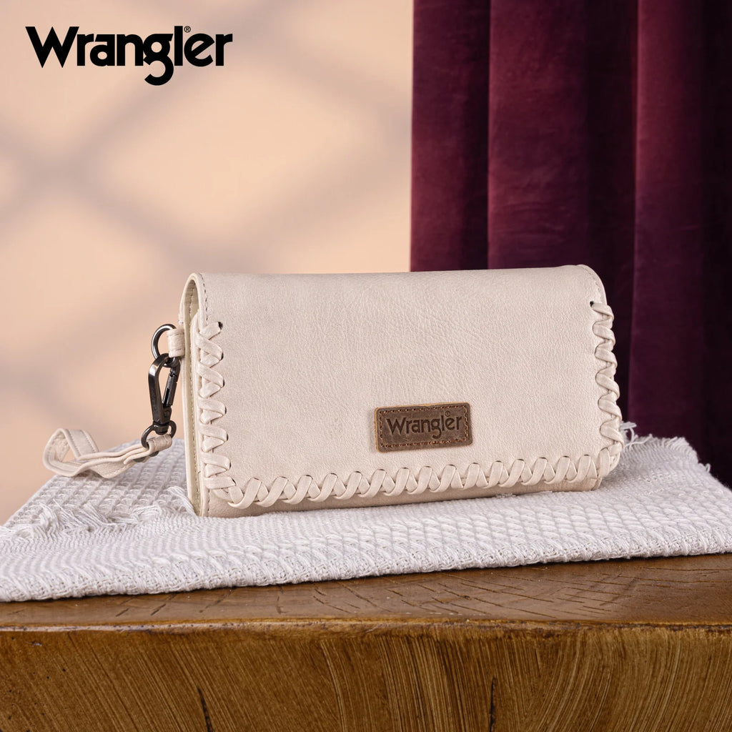 Wrangler Whipstitch Wristlet Wallet ~ Tan