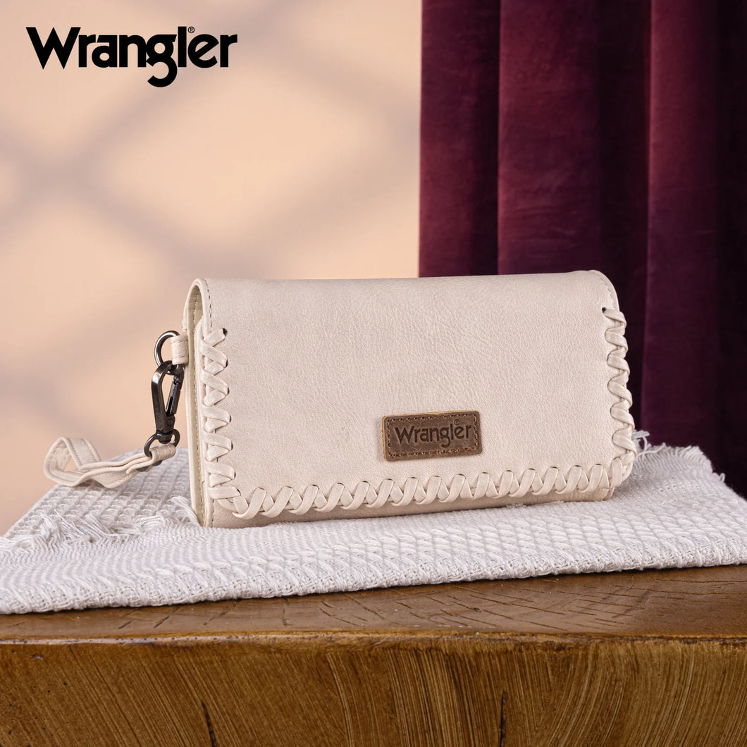 Wrangler Whipstitch Wristlet Wallet ~ Tan