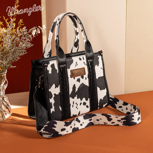 Load image into Gallery viewer, Wrangler Cow Print Tote ~ Black - Henderson&#39;s Western Store