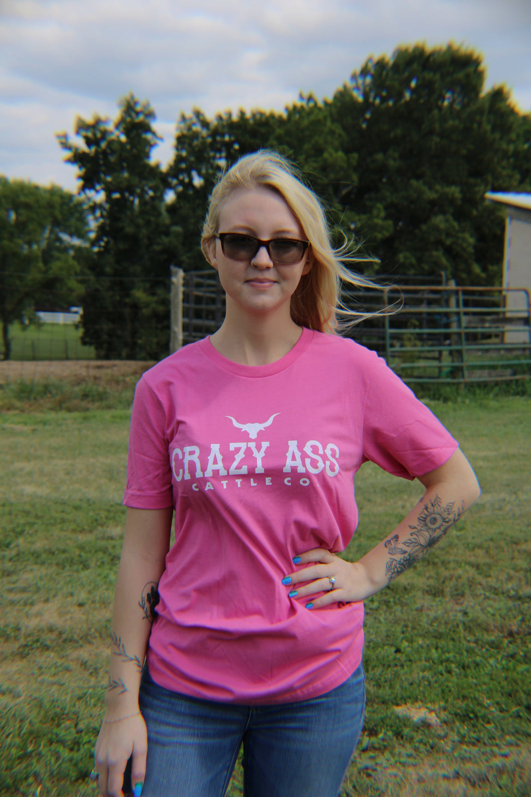 Crazy A** Cattle Co. Tee ~ Pink