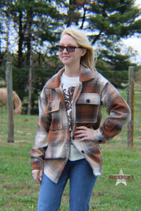 Load image into Gallery viewer, Herringbone Shacket by Roper ~ Brown