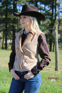 Load image into Gallery viewer, Micro Suede Faux Fur Vest by Powder River