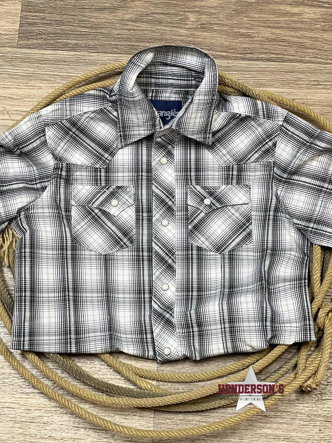 Boy's Wrangler Western Plaid ~ Black - Henderson's Western Store