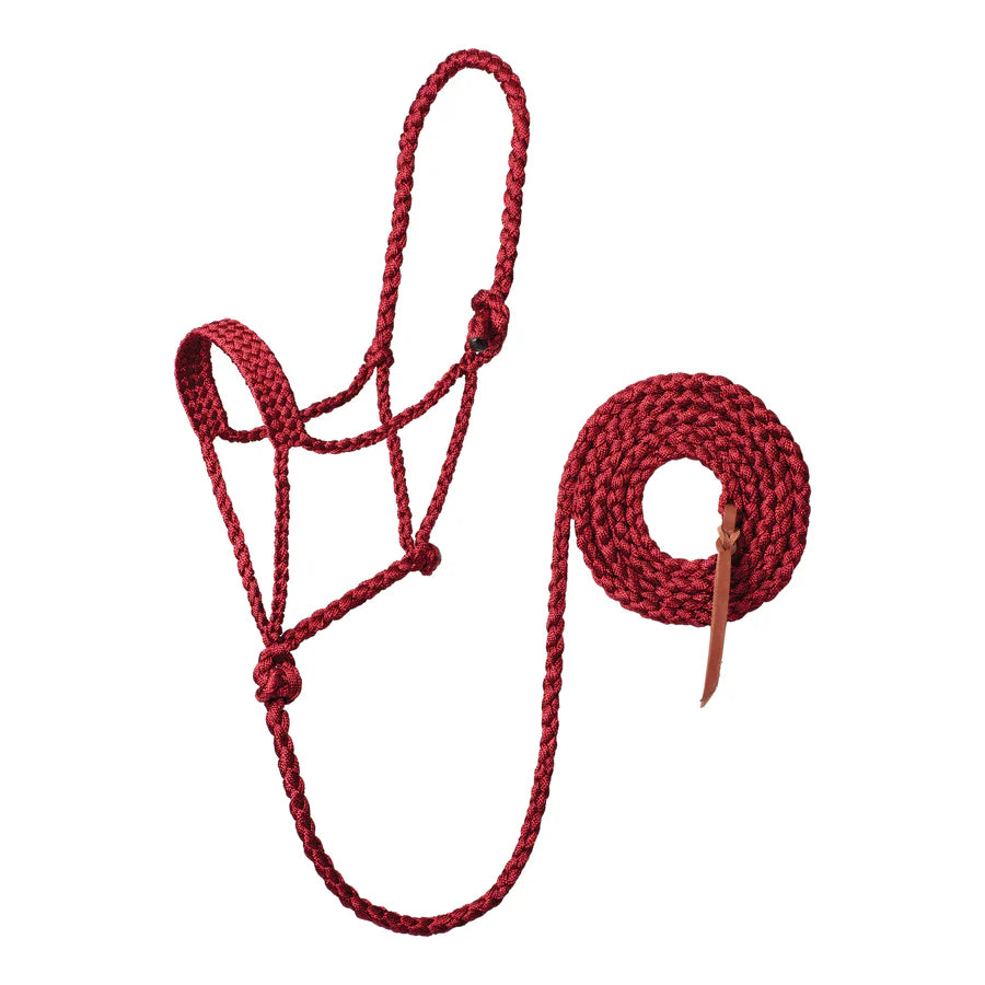 Braided Rope Halter & Lead ~ Dk Red