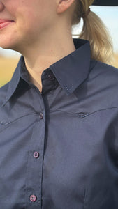 Load image into Gallery viewer, Sateen Solid Shirts ~ Navy