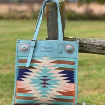 Load image into Gallery viewer, Wrangler Aztec Tote ~ Turquoise - Henderson&#39;s Western Store