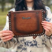 Wrangler Rivets Fringe Crossbody ~ Brown - Henderson's Western Store