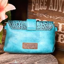 Load image into Gallery viewer, Wrangler Croc Embossed Crossbody ~ Turquoise - Henderson&#39;s Western Store