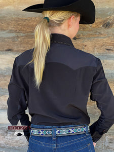 Load image into Gallery viewer, RHC Buckstitch W/Mesh Yoke Show Shirt ~ Black