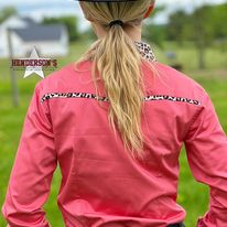 RHC Concealed Zipper Shirt - Pink W/Leopard Print - Henderson's Western Store