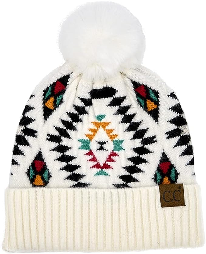 C.C Soft Aztec Beanie ~ White ~ Baby - Henderson's Western Store