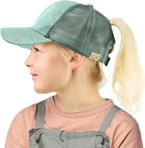 Load image into Gallery viewer, C.C Youth Glitter Pony Cap ~ Mint - Henderson&#39;s Western Store