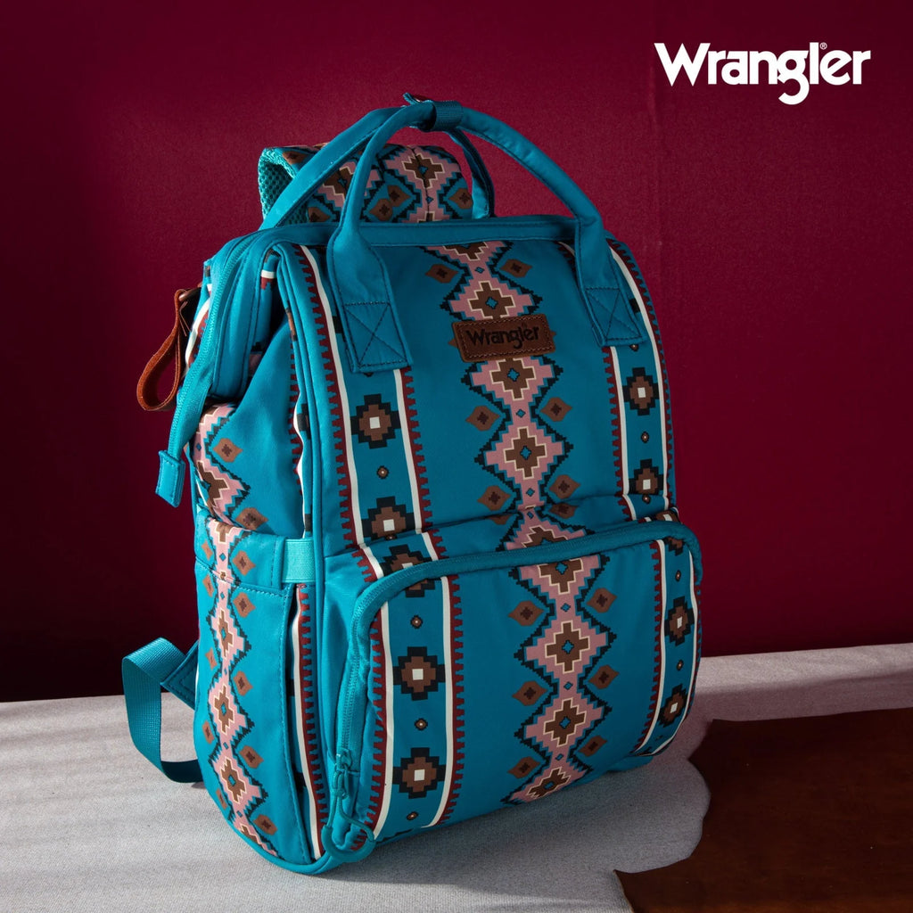 Wrangler Aztec Printed Callie Backpack ~ Turquoise - Henderson's Western Store