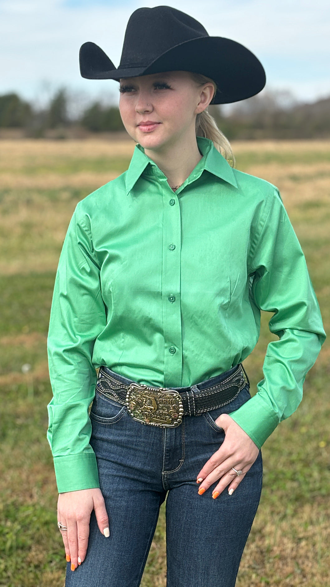 RHC Solid Button Down ~ Apple Green