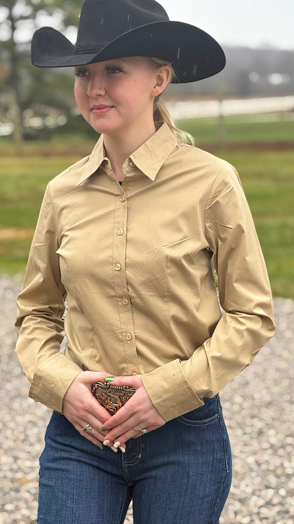 Solid Button Down Shirts ~ Tan