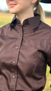 Load image into Gallery viewer, Sateen Solid Shirts ~ Chocolate