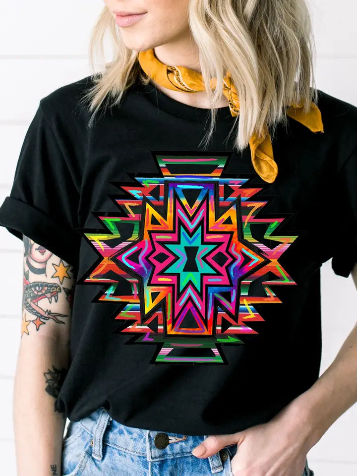 Wild Aztec Tee~ Only Medium, Large