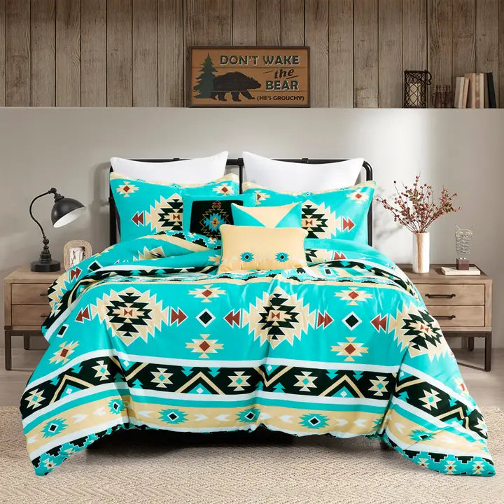 NWT buy Queen Sedona Teal Linen Cotton Duvet Bedding Set