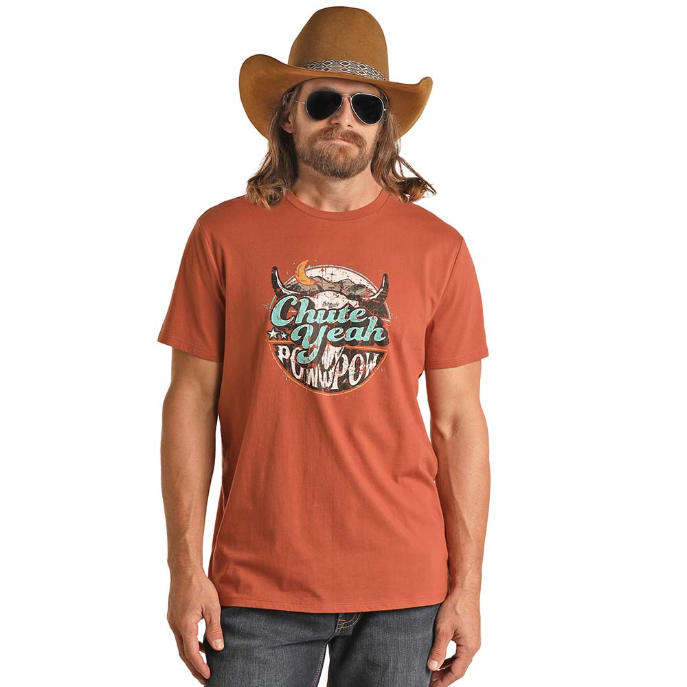 Rock & Roll's Dale Brisby Chute Yeah Tee ~ Rust | Henderson's Western Store