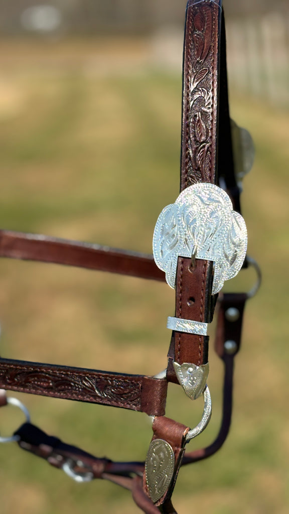 Silver Royal King Show Halter ~ Hand Carved Leather