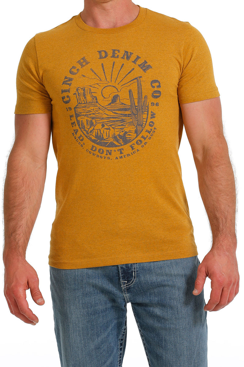 Cinch Classic Logo Tee ~ Heather Gold | Henderson's Western Store