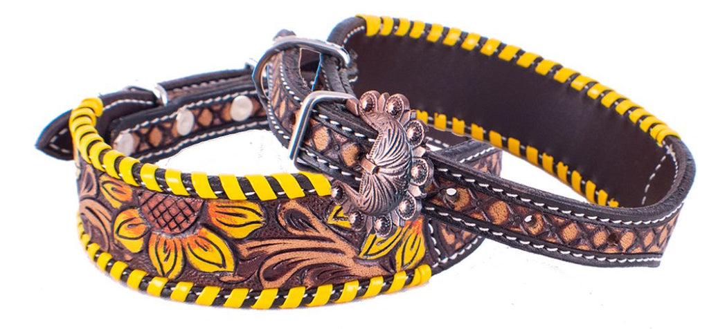 Buckstitch Dog Collar~Sunflower - Henderson's Western Store