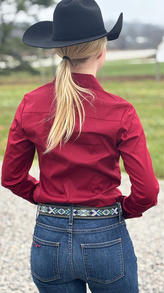 Solid Button Down Shirts ~ Burgundy