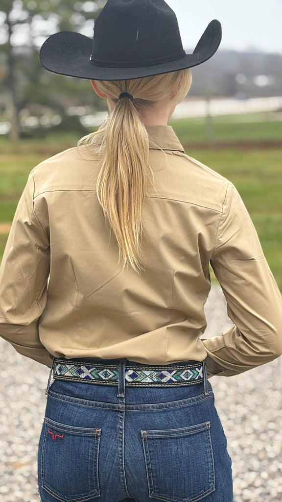 Solid Button Down Shirts ~ Tan