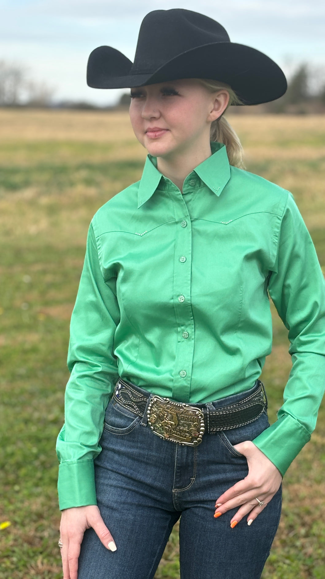 Sateen Solid Shirts ~ Apple Green