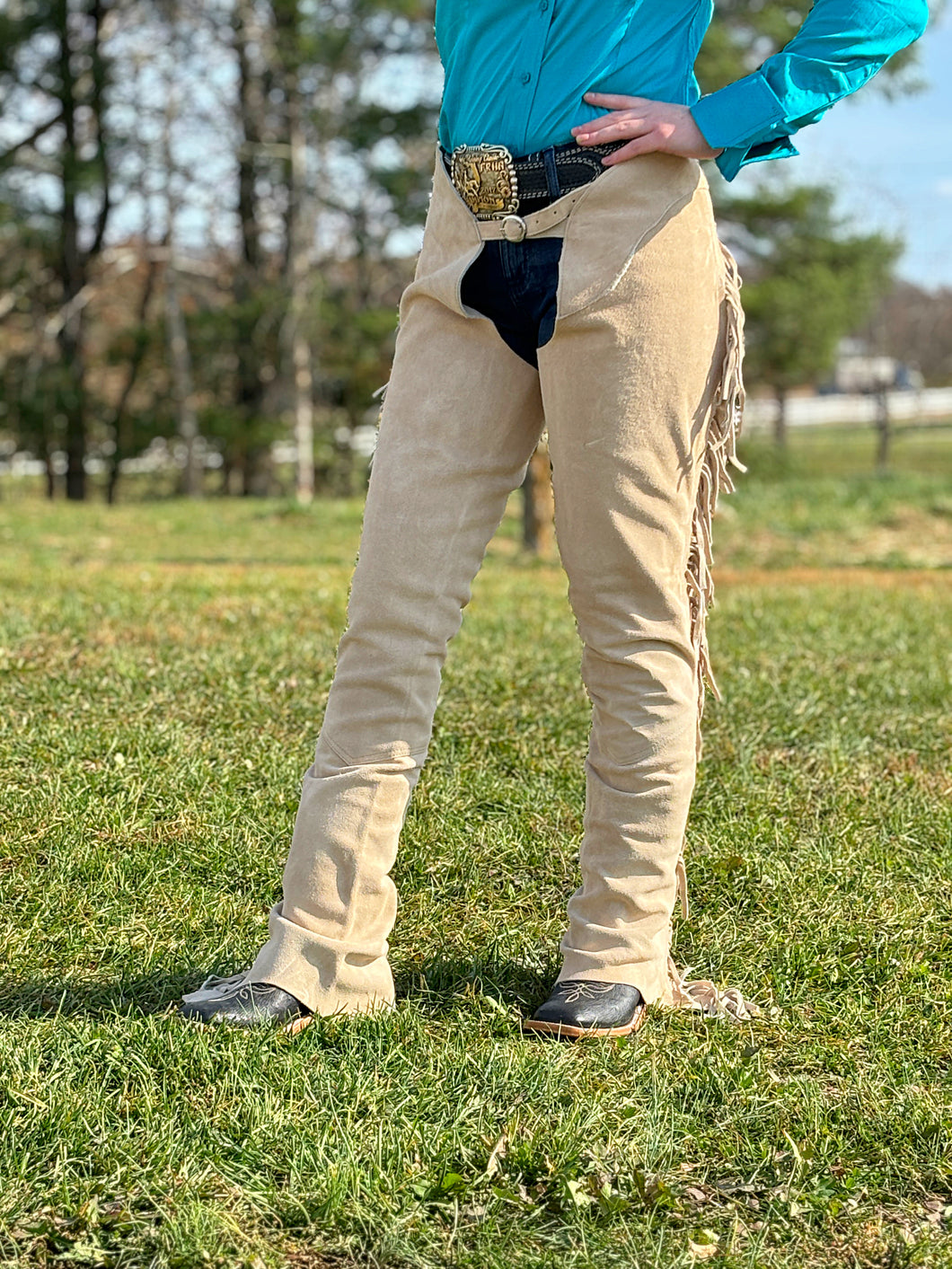 Suede Equitation Chaps ~ Sand