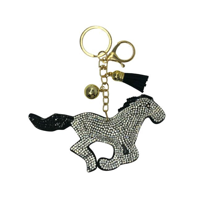 Bling Rhinestone Keychain ~ Silver Horse