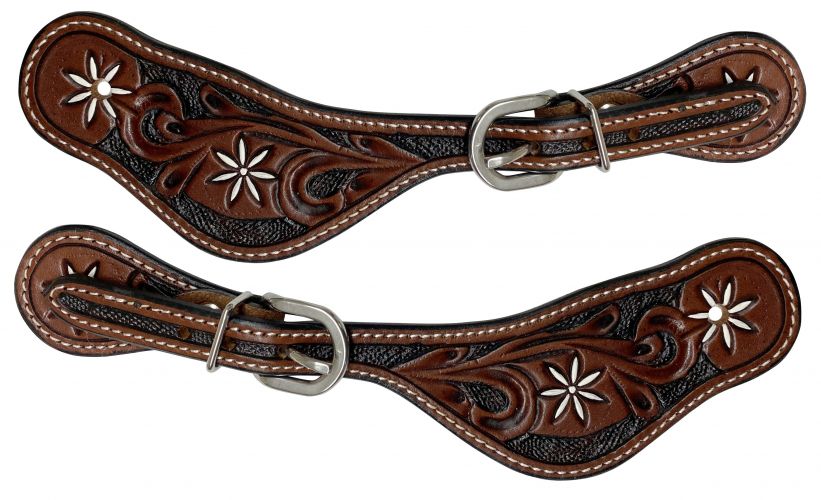 Leather Spur Straps~ Flowers