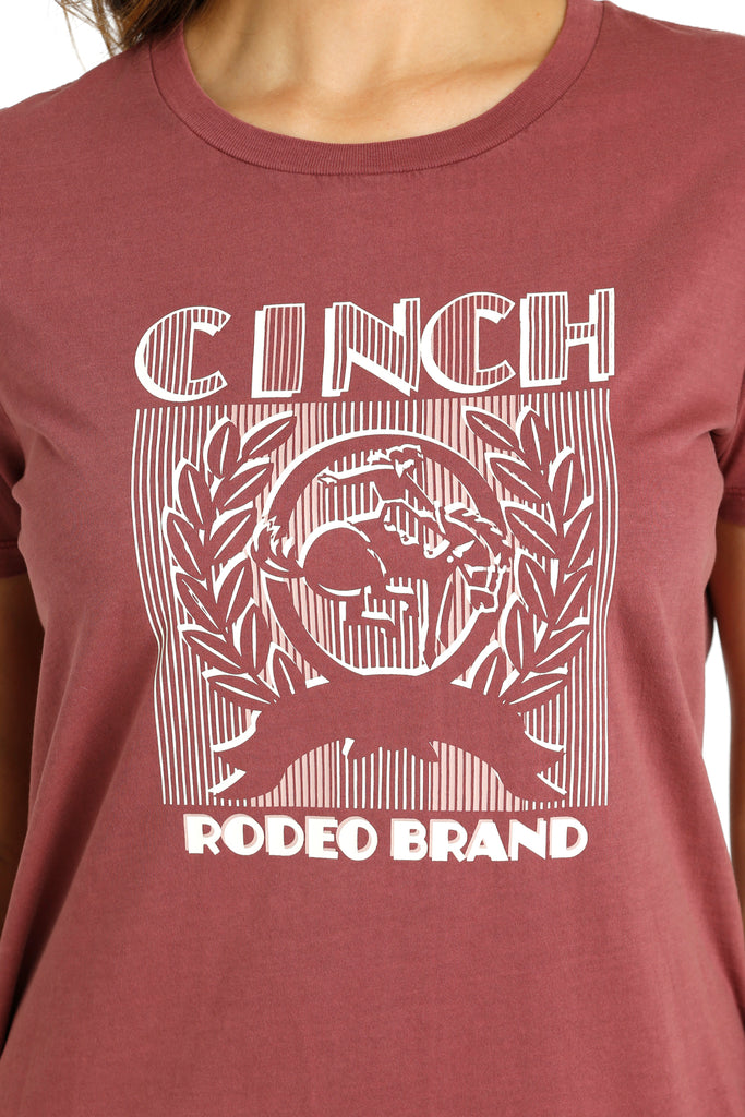 Ladies Cinch Brand Print Tee ~ Burgundy - Henderson's Western Store