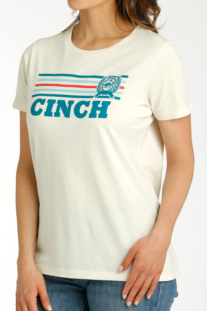 Ladies Cinch Brand Print Tee ~ Cream