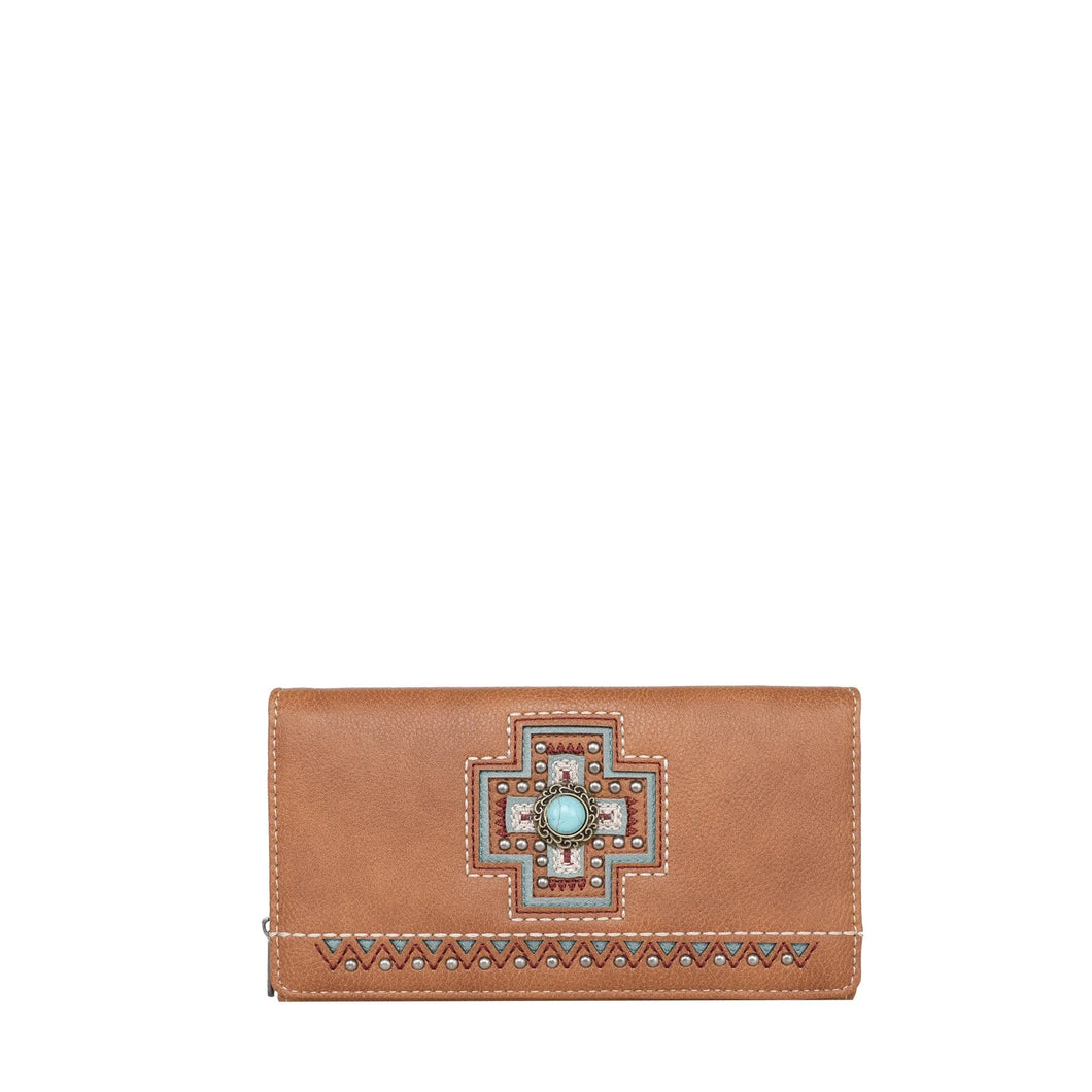 Montana West Cross Concho Wallet ~ Brown - Henderson's Western Store