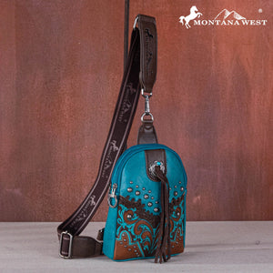 Load image into Gallery viewer, MW Embroidered Cut-out Scroll Sling Bag