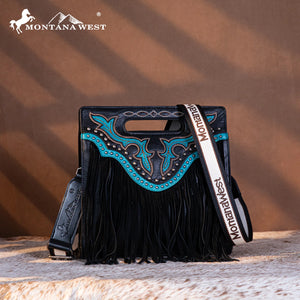 Load image into Gallery viewer, MW Fringe Tote/Crossbody ~ Black