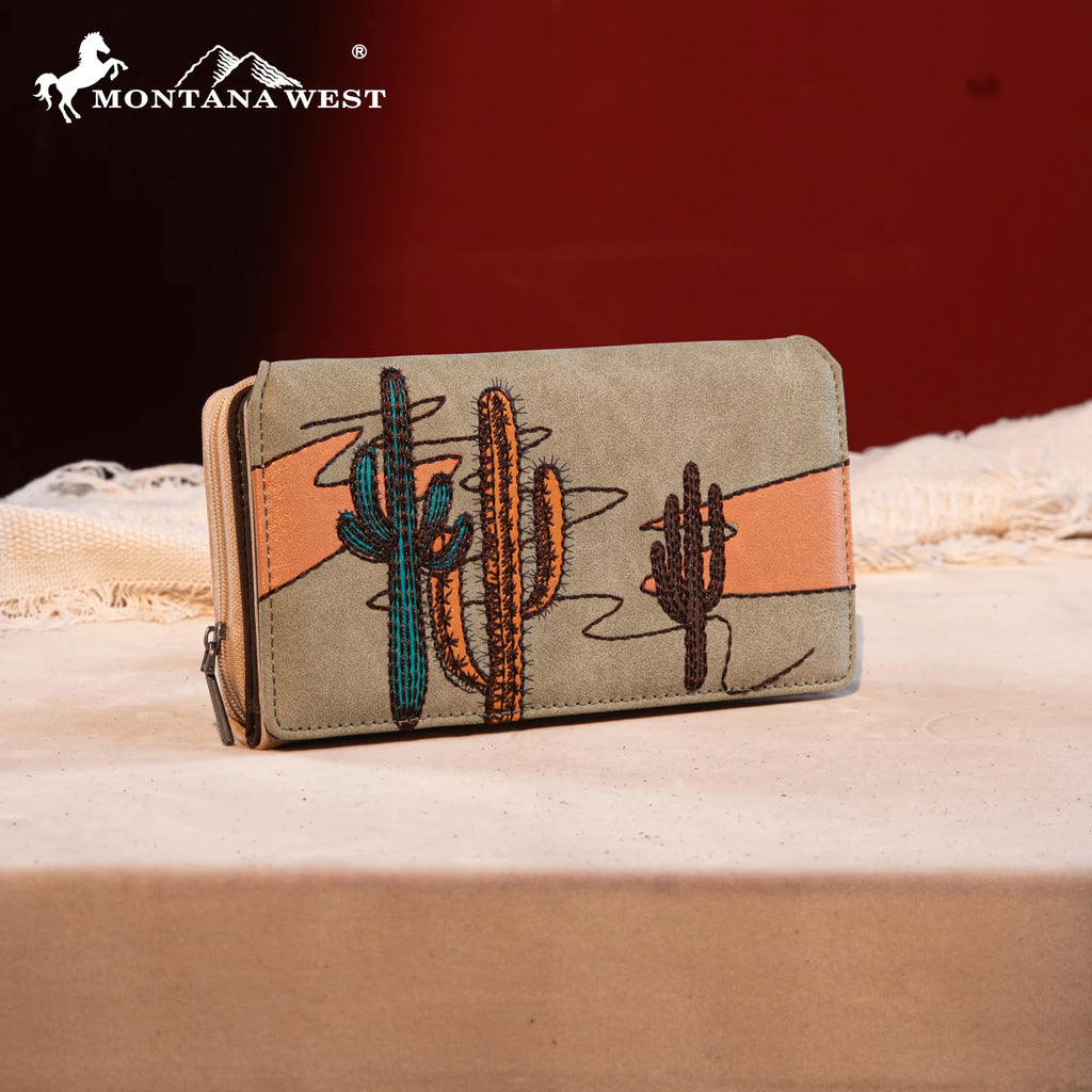 MW Embroidered Cactus Wallet ~ Green