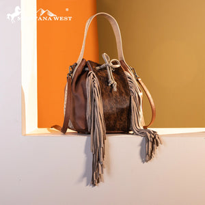 Load image into Gallery viewer, MW Fringe Hobo/Crossbody ~ Brown